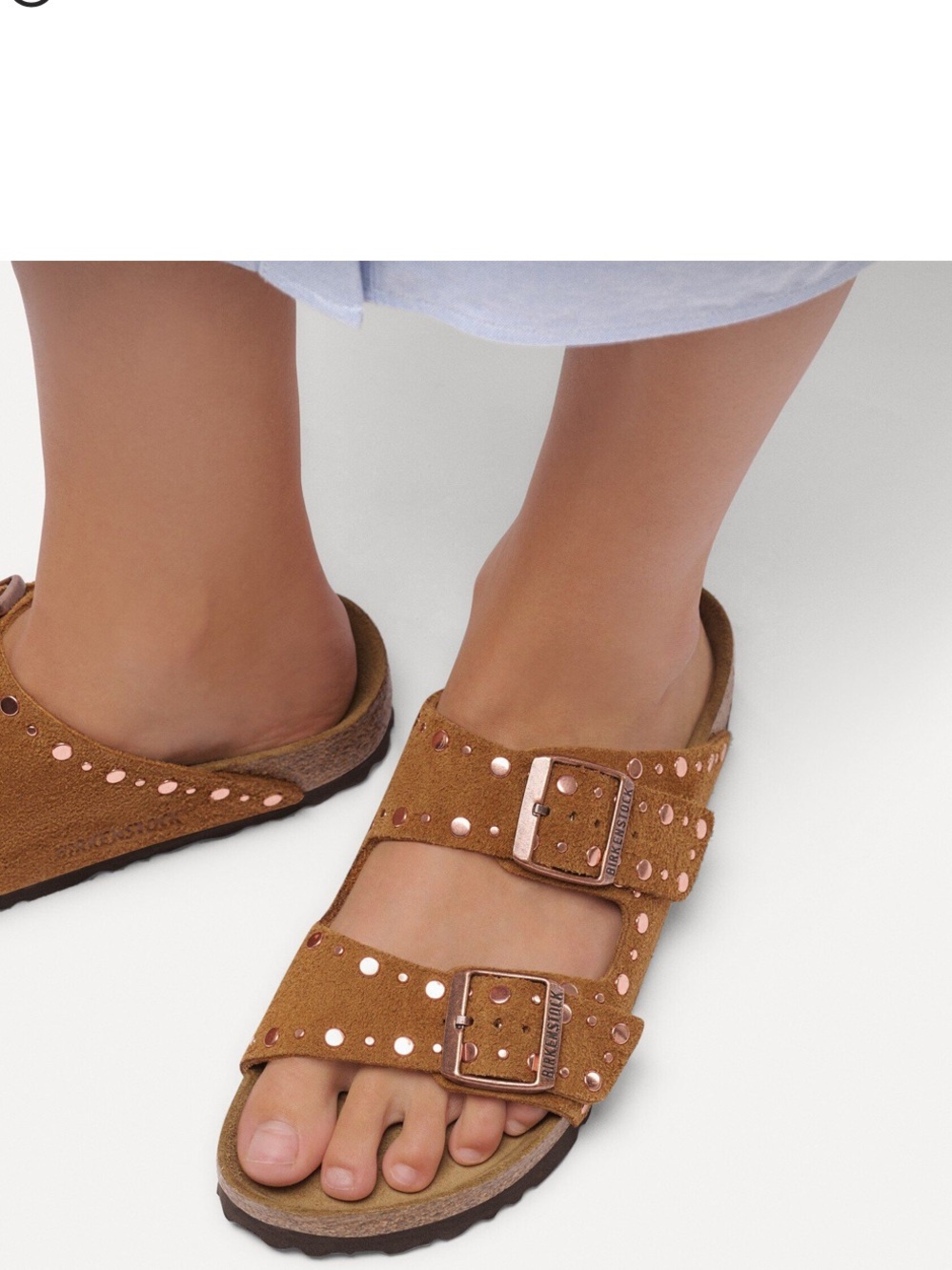 Birkenstock Arizona Rivets Stud Slide Sandal Brown Leather Size 5 US Anthro NEW - Picture 6 of 7